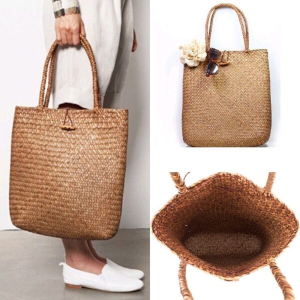 Fashion Women Summer Straw Large Tote Bag Beach Casual Shoulder Bag Handbag Handmade Basket Storage Shopping 2