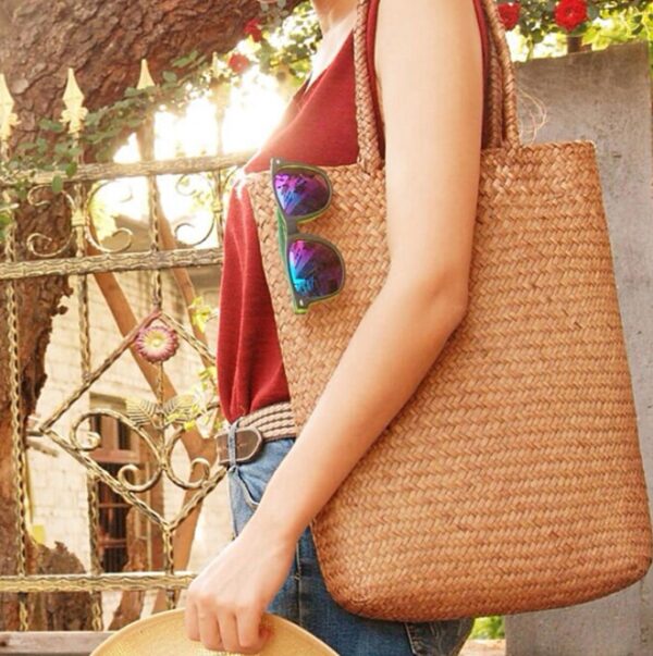 Fashion Women Summer Straw Large Tote Bag Beach Casual Shoulder Bag Handbag Handmade Basket Storage Shopping 3