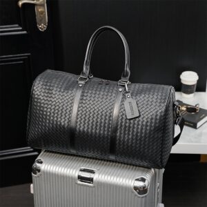 Fashion Woven Leather Travel Bag Men Shoulder Bag Luxury Business Men Crossbody Bag Handbag High Capacity 1