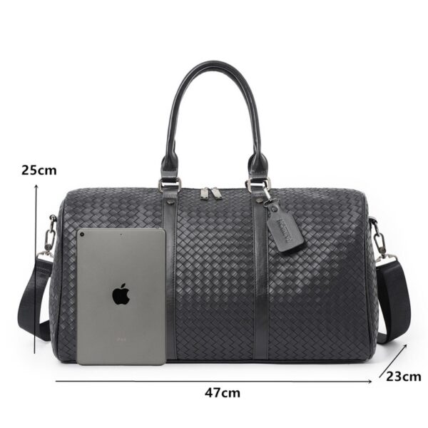 Fashion Woven Leather Travel Bag Men Shoulder Bag Luxury Business Men Crossbody Bag Handbag High Capacity 2