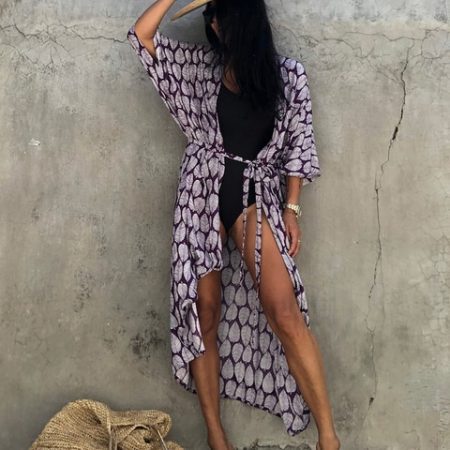 Fitshinling Summer Vintage Kimono Swimwear Halo Dyeing Beach Cover Up With Sashes Oversized Long Cardigan Holiday 11.jpg 640x640 11
