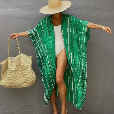 Fitshinling Summer Vintage Kimono Swimwear Halo Dyeing Beach Cover Up With Sashes Oversized Long Cardigan Holiday 23.jpg 640x640 23