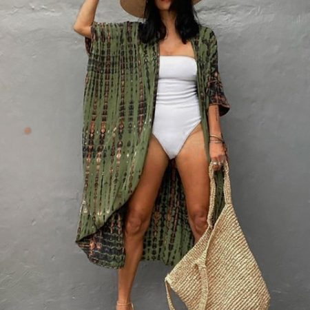 Fitshinling Summer Vintage Kimono Swimwear Halo Dyeing Beach Cover Up With Sashes Oversized Long Cardigan Holiday.jpg 640x640