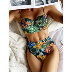 Floral Wrap Swimsuit Women 2 Pieces High Waist Biikini Set Push Up Two Pieces Swimwear 2022