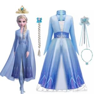 Frozen Girls Dress Elsa 2 Princess Cosplay Costume Kid Fancy Children Gowns Vestidos Snow Queen Disney