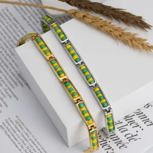 G D 2023 New Luxury Fashion Stainless Steel Jewelry Color Yellow Green Orula Bracelet Mix Beads