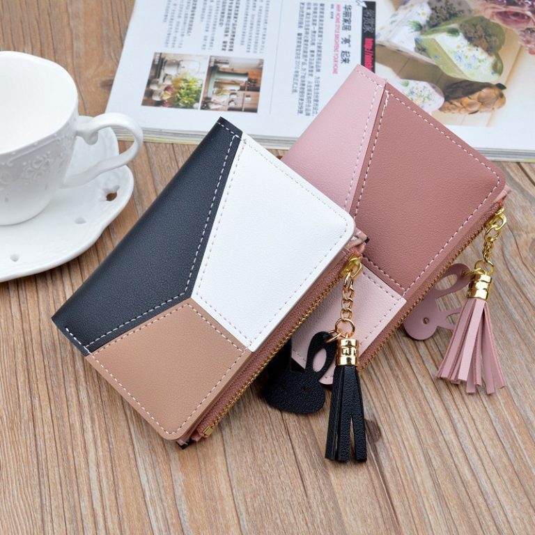 Geometric Women Cute Pink Wallets Pocket Purse Card Holder Patchwork Wallet Lady Female Fashion Short Coin
