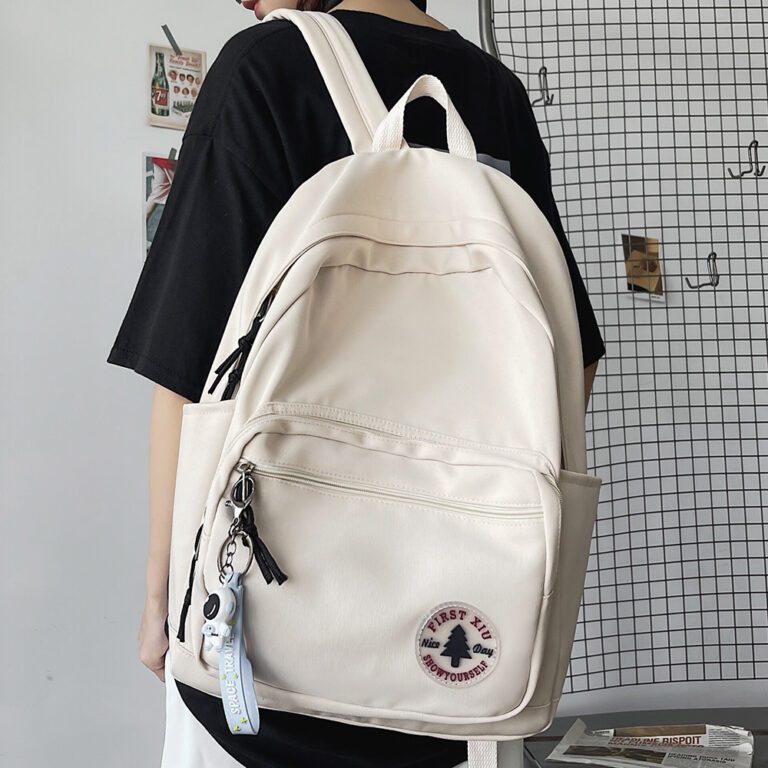 Girl Solid Color Fashion School Bag College Student Women Backpack Trendy Travel Lady Laptop Cute Backpack 1