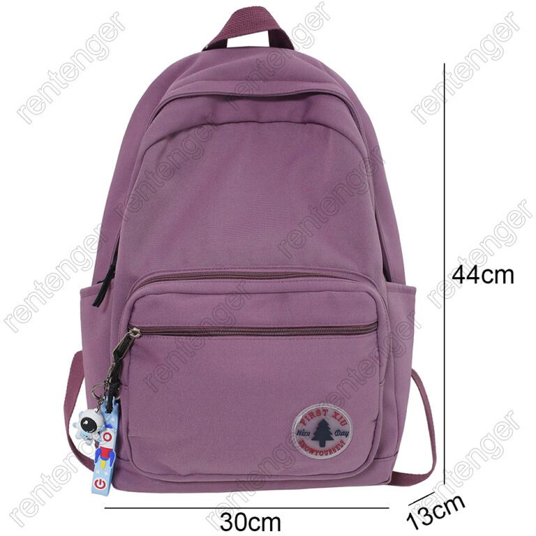 Girl Solid Color Fashion School Bag College Student Women Backpack Trendy Travel Lady Laptop Cute Backpack 3