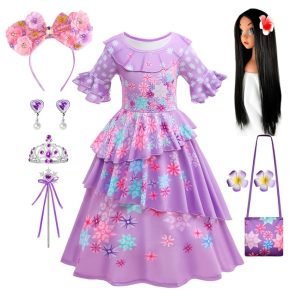 Girls Encanto Charm Dresses Carnival Halloween Children Princess Mirabel Dress Birthday Party Madrigal Costume Kids Prom jpg x