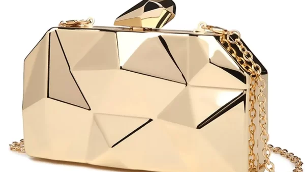 Gold Acrylic Box Geometric Evening Bag Clutch bags Elegent Chain Women Handbag For Party Shoulder Bag