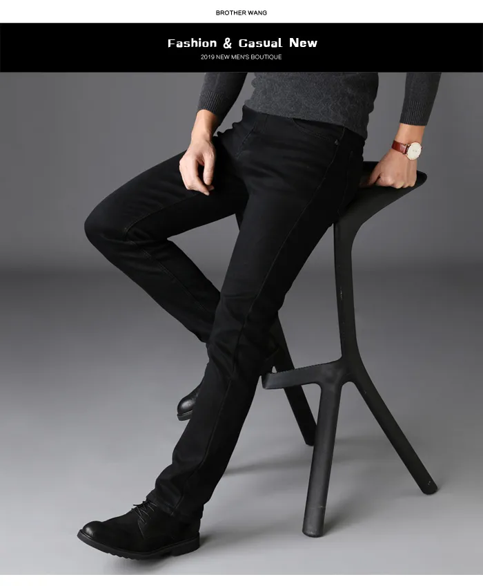 Men’s Stretch Black Jeans Classic Business Fashion