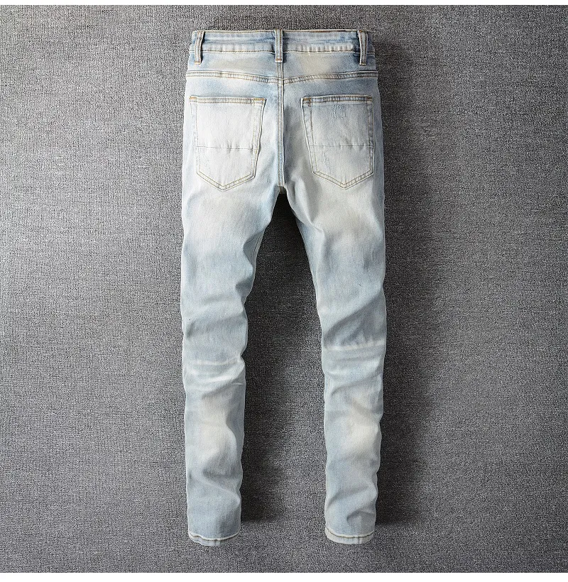 Crystal Holes Streetwear Jeans - Back Side