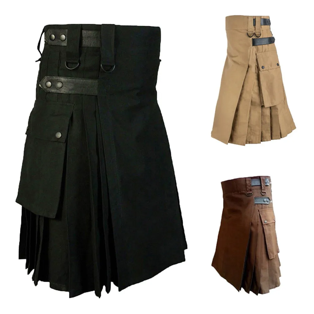 Men's Skirt Vintage Kilt - Gothic Punk Fashion, Kendo Pocket Skirts ...