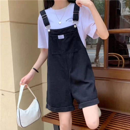 HI FASHION Summer Vintage Purple Jean Jumpsuit Women Cotton Wide Legs Bib Female Overalls Woman Personality 1