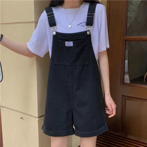 HI FASHION Summer Vintage Purple Jean Jumpsuit Women Cotton Wide Legs Bib Female Overalls Woman Personality 2