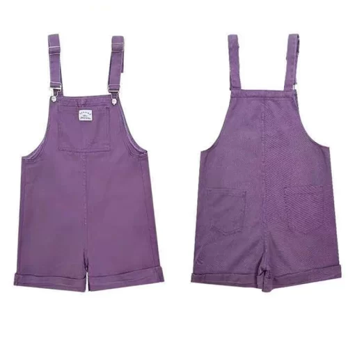 HI FASHION Summer Vintage Purple Jean Jumpsuit Women Cotton Wide Legs Bib Female Overalls Woman Personality 5