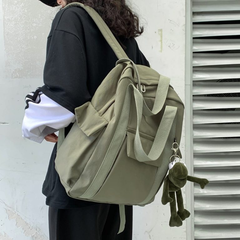 HOCODO New Solid Color Women S Waterproof Nylon Backpack Simple School Bag For Teenage Girl Shoulder