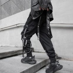 HOUZHOU Black Cargo Pants Men Joggers Cargo Trousers for Men Jogging Japanese Streetwear Hip Hop Hippie 1