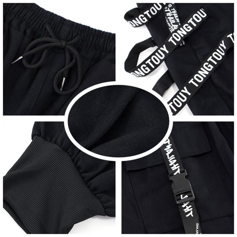 HOUZHOU Black Cargo Pants Men Joggers Cargo Trousers for Men Jogging Japanese Streetwear Hip Hop Hippie 5