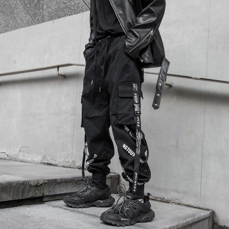 HOUZHOU Black Cargo Pants Men Joggers Cargo Trousers for Men Jogging Japanese Streetwear Hip Hop Hippie