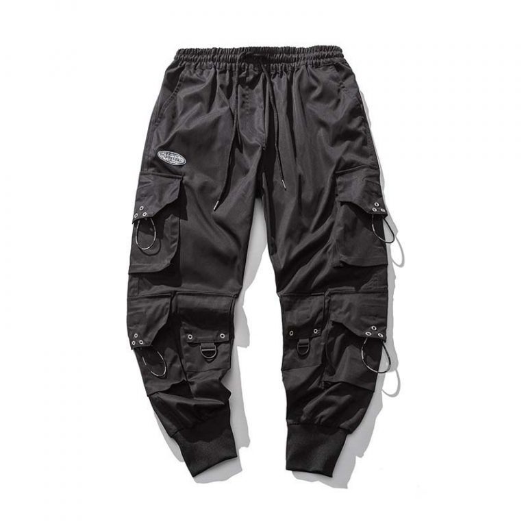 HOUZHOU Black Cargo Pants Men Joggers Hip Hop Techwear Pants Hippie Cargo Trousers for Men Streetwear 5