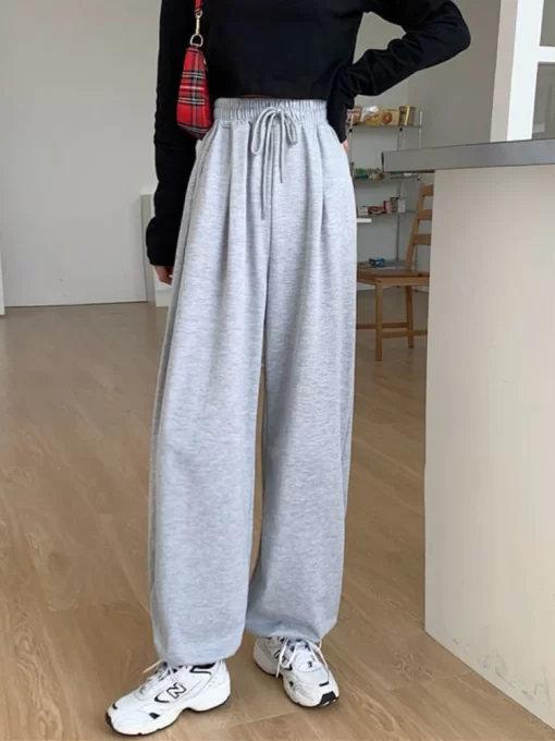 HOUZHOU Gray Sweatpants for Women 2022 Autumn New Baggy Fashion Oversize Sports Pants Balck Trousers Female 4