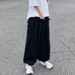 HOUZHOU Harajuku Streetwear Khaki Cargo Pants Women Oversize Pockets Hip Hop Black Wide Leg Trousers For.jpg 640x640