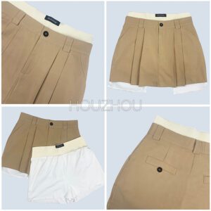HOUZHOU Vintage Irregular Micro Skirt 2022 Fashion Women Y2K Crop Patchwork High Waist Sexy Pleated belted