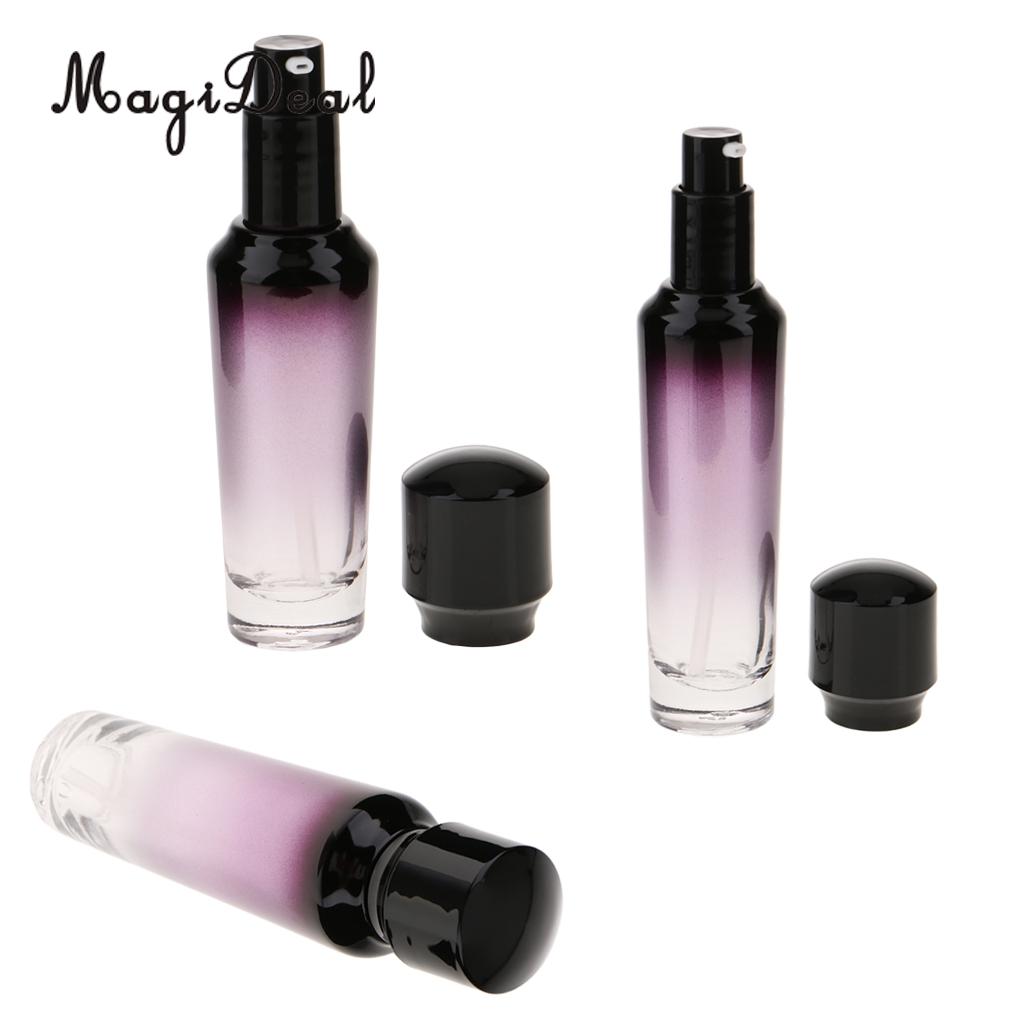 3 Pack 35/55/100ml Empty Glass Container Makeup Face Cream Lotion Treatment Pump Bottle Jar Pot Cosmetic Refillable Container