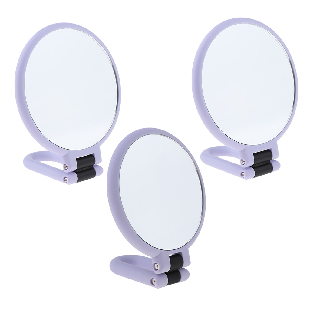Double Sided 2x/3x/15x Magnification Hand Held Makeup Mirror with Stand, Women Travel Folding Compact Mirror, True Image