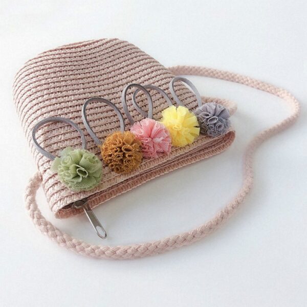 Handmade Floral Rattan Kids Crossbody Mini Shoulder Bag Summer Straw Beach Bag Girls Casual Messenger Bags 4