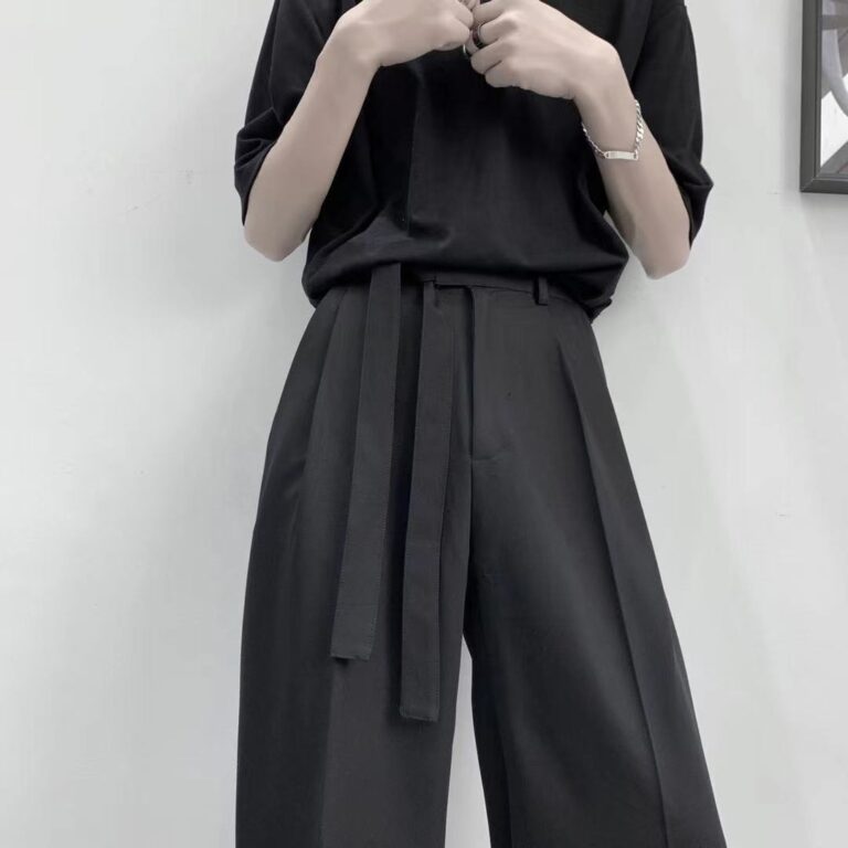 Harajuku Fashion Men s Pants Casual Wide leg Oversize Pants With Belt Korean Style Streetwear Trousers 3