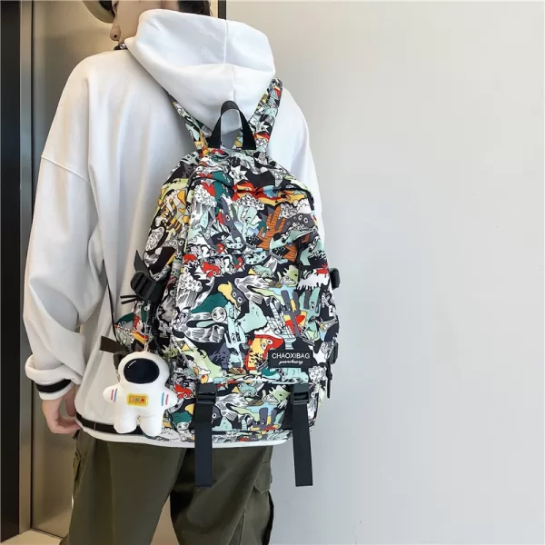 Harajuku Girl Male School Bag Female Graffiti Print Men Backpack Women Book Boy Bag Nylon Ladies 1 jpg