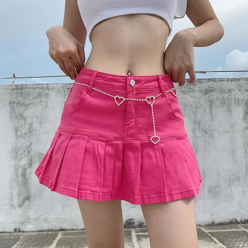 Harajuku Punk Y2K Denim Mini Pleated Skirt Ladies Summer High Waist Jeans Shorts Skirts Women Ruffles 3