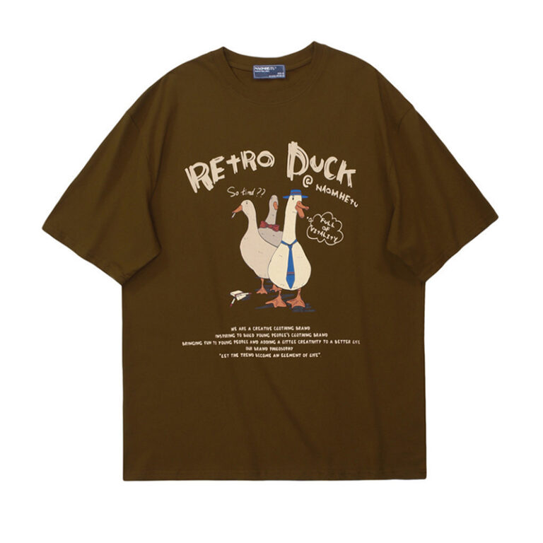 Harajuku T shirt Men Cartoon Duck Goose Print Tshirt Japanese Animal Casual Baggy Tops Vintage Tees 2