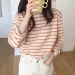 Harteen Loose Cotton Striped Tshirt Women Autumn New