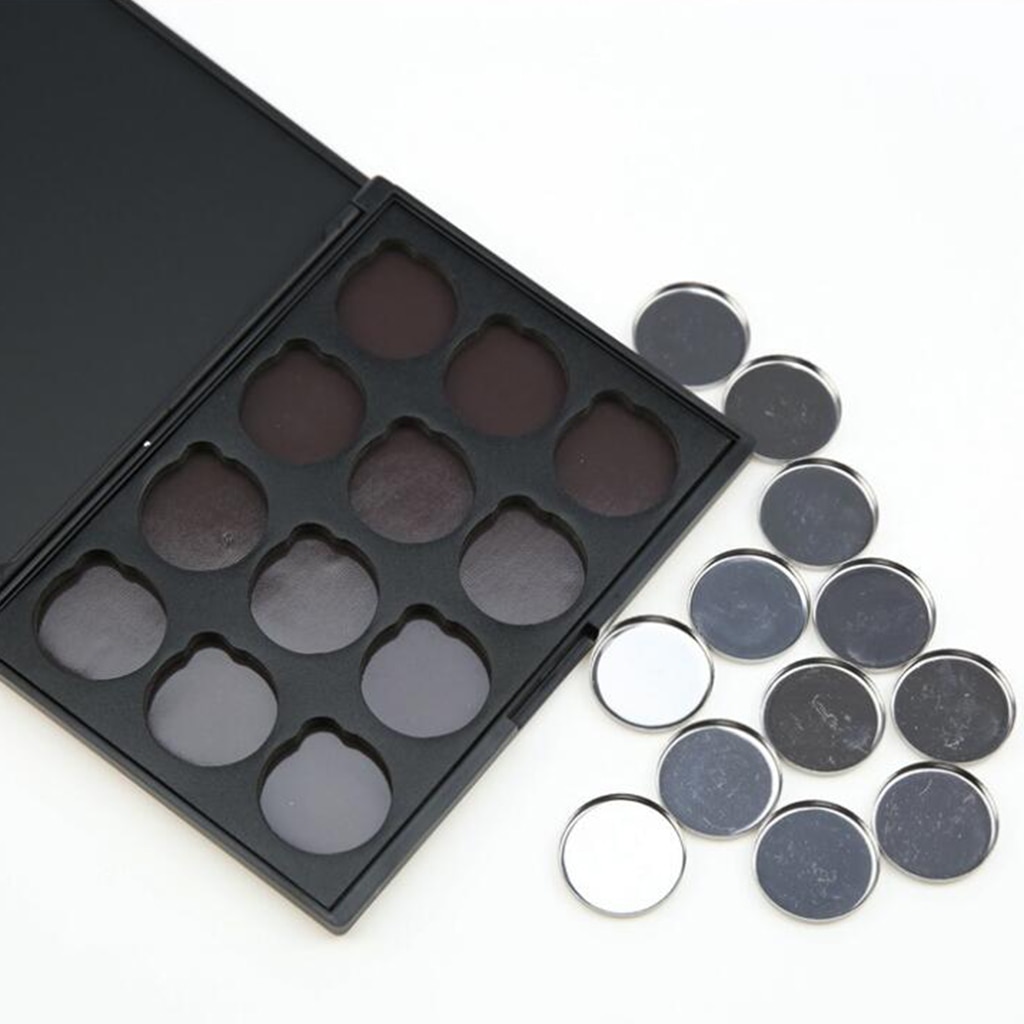 Magnetic Eyeshadow Makeup Palette Empty Blush Lipstick Container Case with 12Pcs 26mm Round Metal Pans