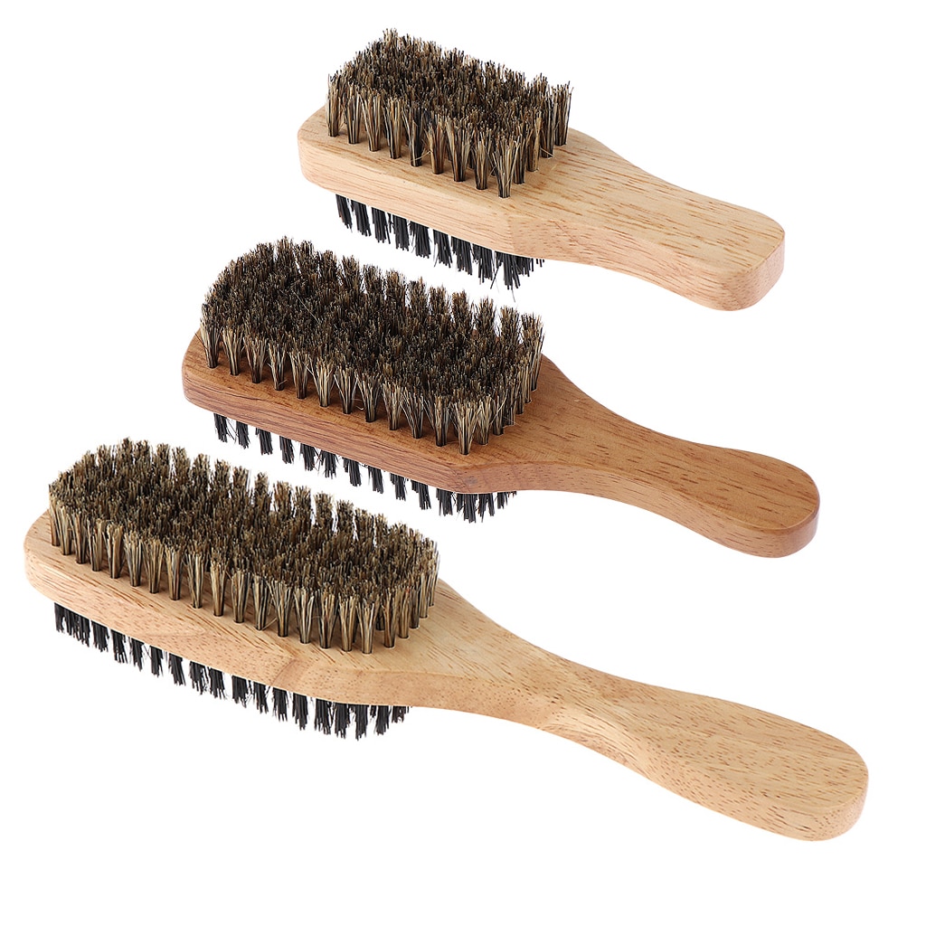 Mens Boar Bristle Hair Brush - Natural Wooden Wave Brush for Male, Styling Beard Hairbrush for Short,Long,Thick,Curly,Wavy Hair