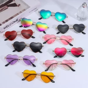 Heart Shaped Sunglasses Heart Sun Glasses Shades Vintage 90s Glasses UV400 Protection Metal Frame Sunglasses Fancy