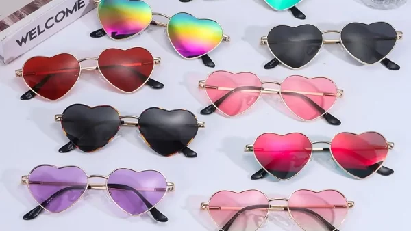 Heart Shaped Sunglasses Heart Sun Glasses Shades Vintage 90s Glasses UV400 Protection Metal Frame Sunglasses Fancy