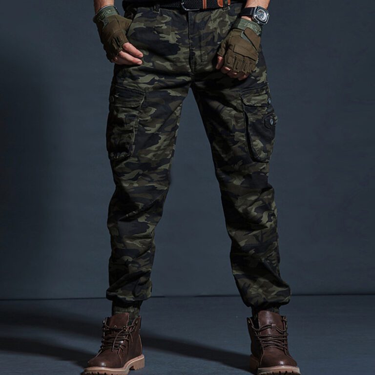 High Quality Khaki Casual Pants Men Military Tactical Joggers Camouflage Cargo Pants Multi Pocket Fashions Black 1