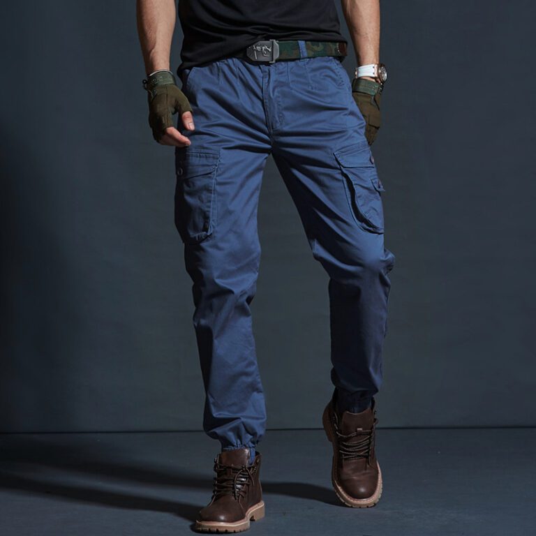 High Quality Khaki Casual Pants Men Military Tactical Joggers Camouflage Cargo Pants Multi Pocket Fashions Black 2