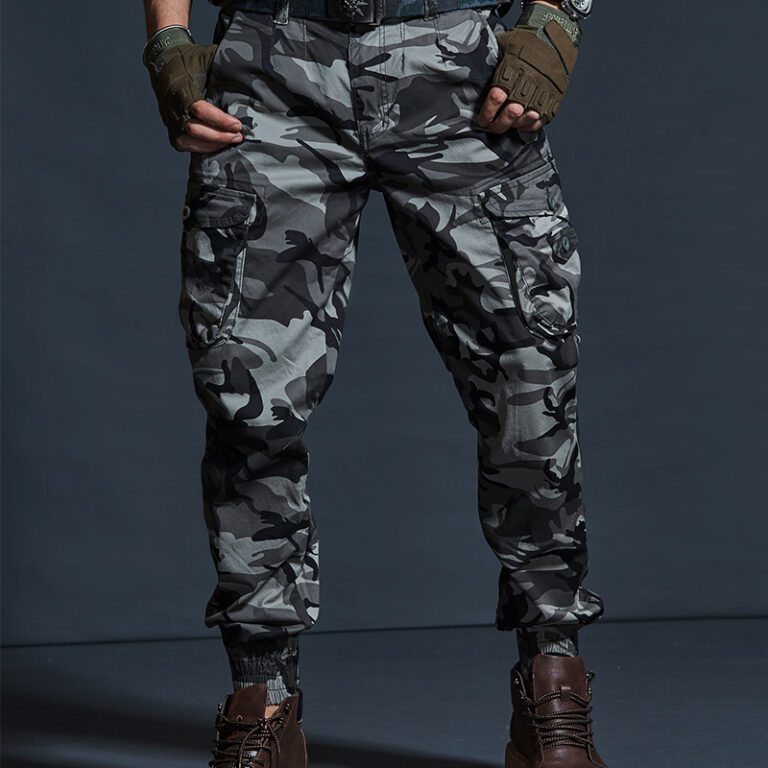 High Quality Khaki Casual Pants Men Military Tactical Joggers Camouflage Cargo Pants Multi Pocket Fashions Black 3