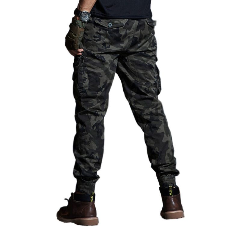 High Quality Khaki Casual Pants Men Military Tactical Joggers Camouflage Cargo Pants Multi Pocket Fashions Black 5