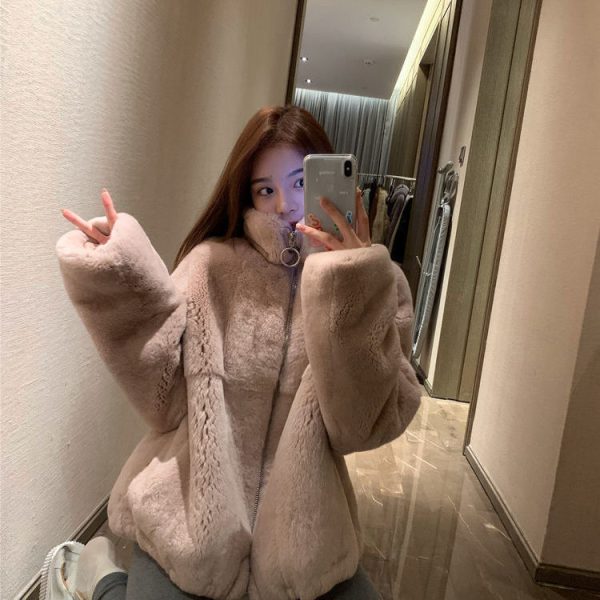 High quality mink coat women s 2021 winter new lady Qian Xueli and young stand collar 5