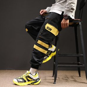 Hip Hop Black Pencil Pants Men Cargo Pants Streetwear Men Pockets Harem Joggers 2022 Spring Fashion