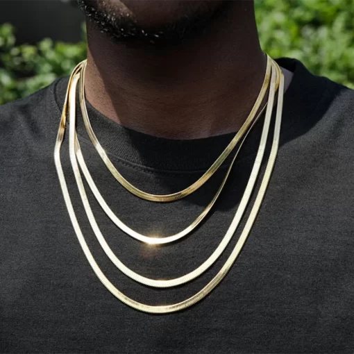 Hip Hop Snake Chain Necklace for Men New Fashion Stainless Steel Silver Color Necklace Jewelry Accessories 2