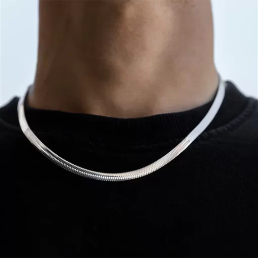 Hip Hop Snake Chain Necklace for Men New Fashion Stainless Steel Silver Color Necklace Jewelry Accessories