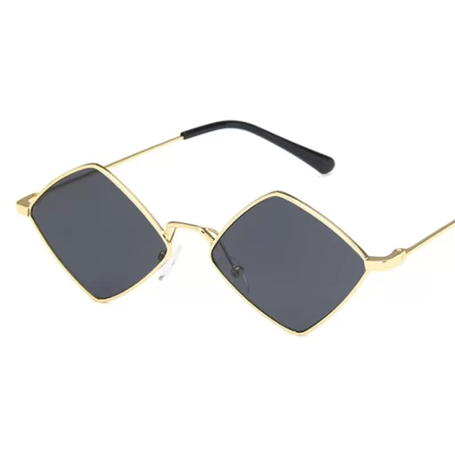 Hipster Polygon Women Sunglasses Irregular Vintage Small Frame Rhombus Ladies Sunglasses Shades Retro Alloy Eyewear Black 4